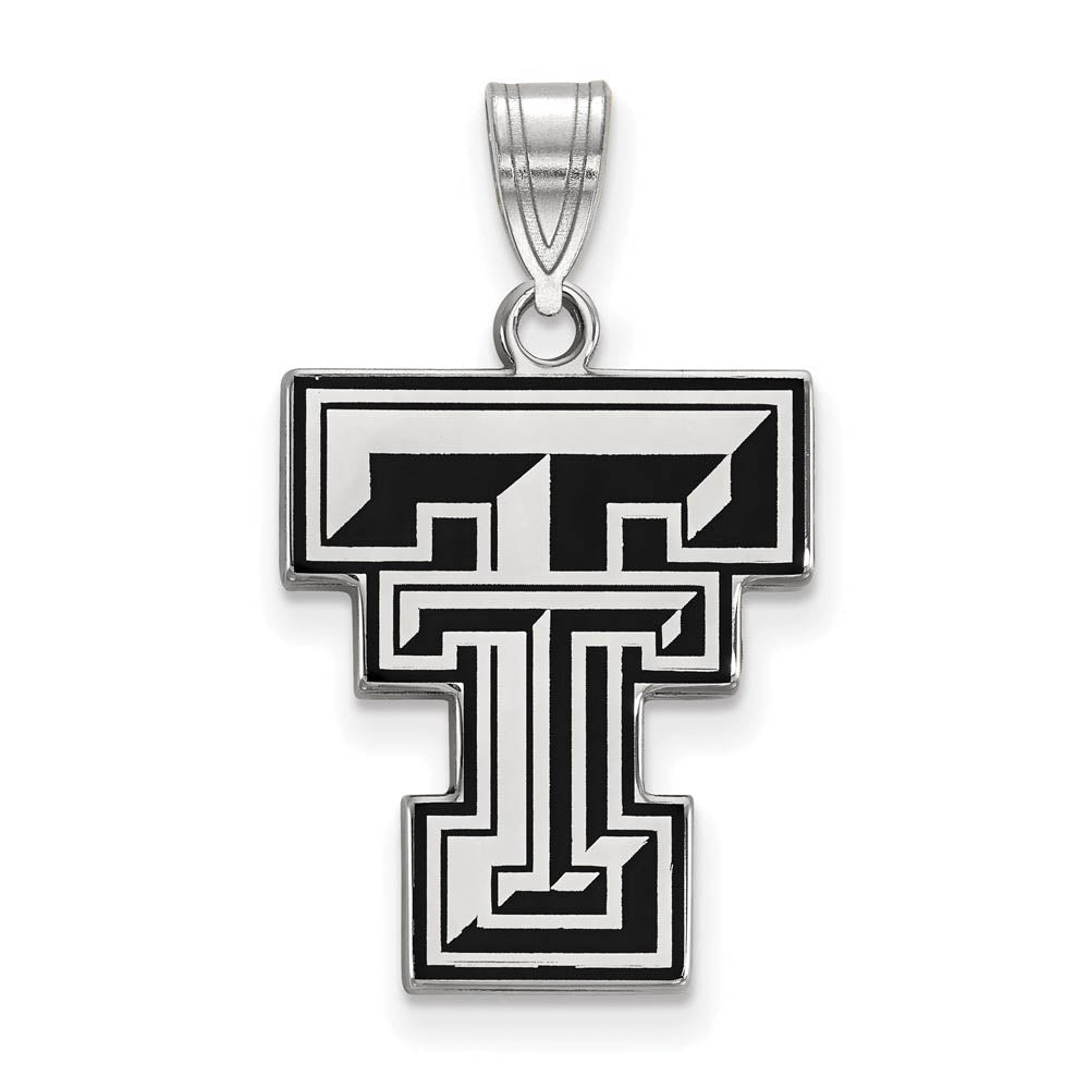 Sterling Silver Texas Tech U. Large Enamel Pendant, Item P18277 by The Black Bow Jewelry Co.