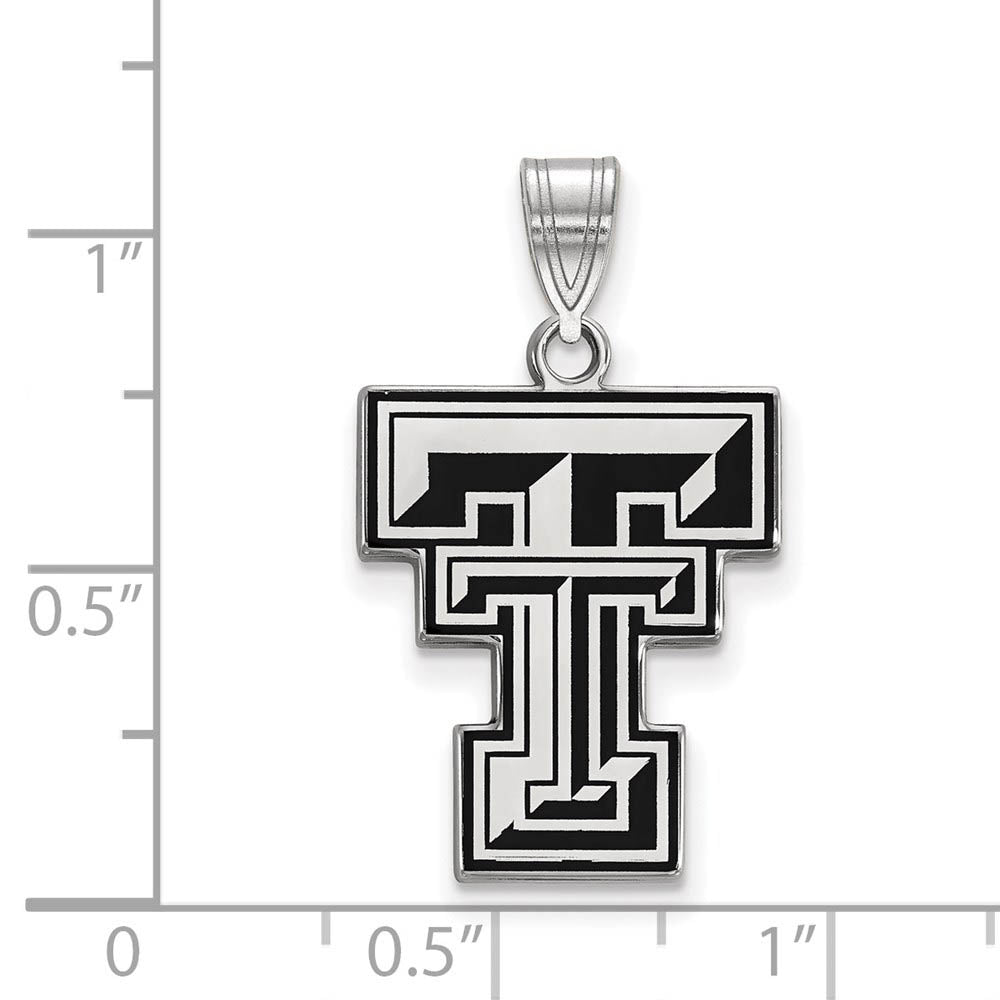 Alternate view of the Sterling Silver Texas Tech U. Large Enamel Pendant by The Black Bow Jewelry Co.