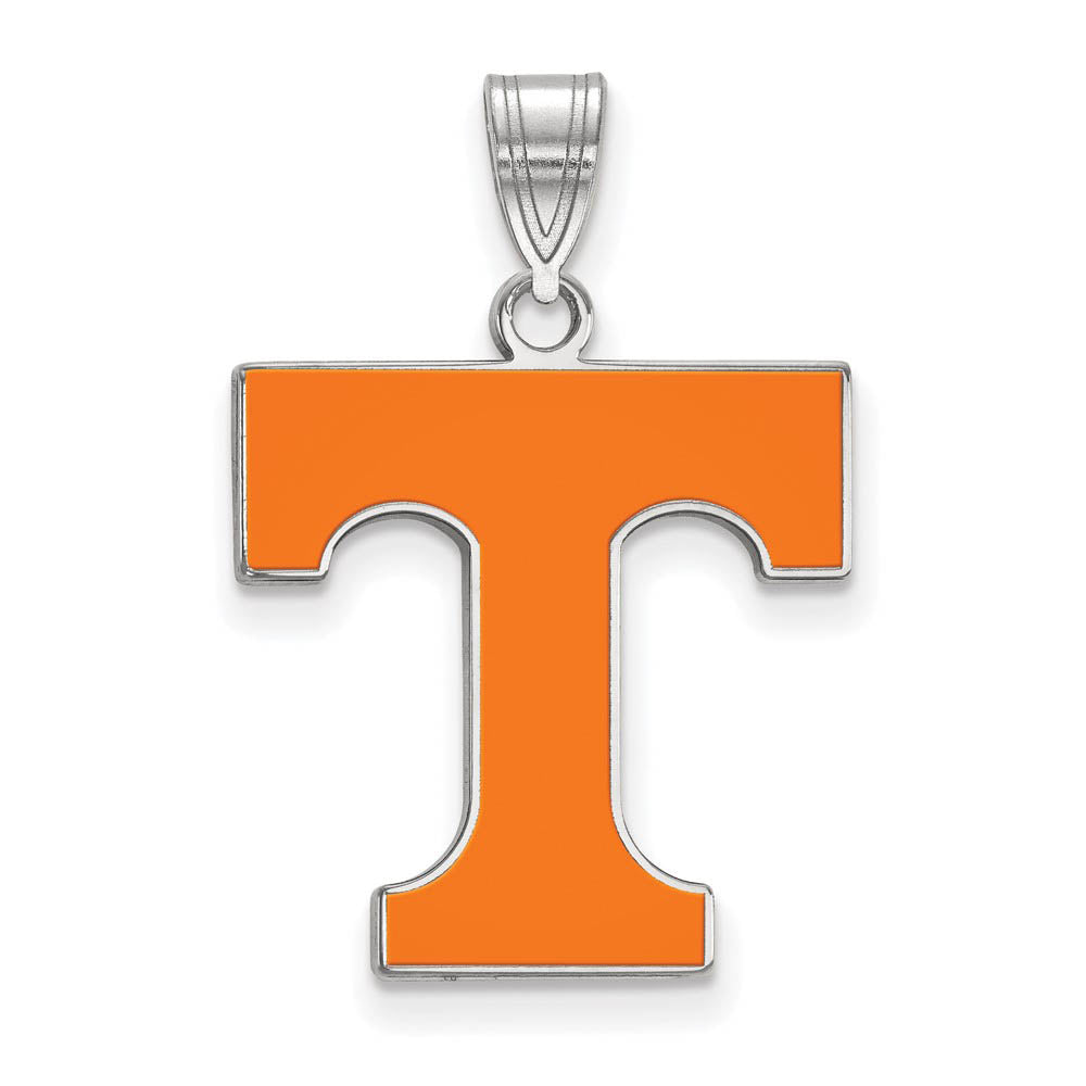 Sterling Silver U. of Tennessee Large Enamel 'T' Pendant, Item P18280 by The Black Bow Jewelry Co.