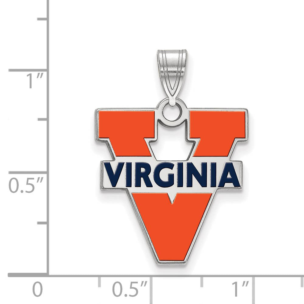 Alternate view of the Sterling Silver U. of Virginia Large 'V' Logo Enamel Pendant by The Black Bow Jewelry Co.