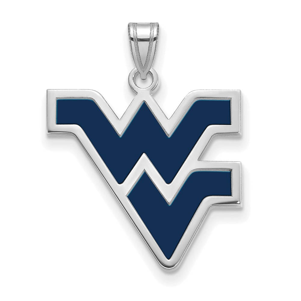 Sterling Silver West Virginia U. Large Enamel Logo Pendant, Item P18283 by The Black Bow Jewelry Co.