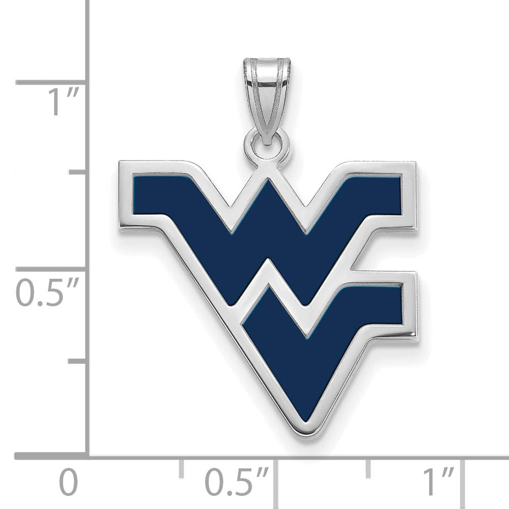 Alternate view of the Sterling Silver West Virginia U. Large Enamel Logo Pendant by The Black Bow Jewelry Co.