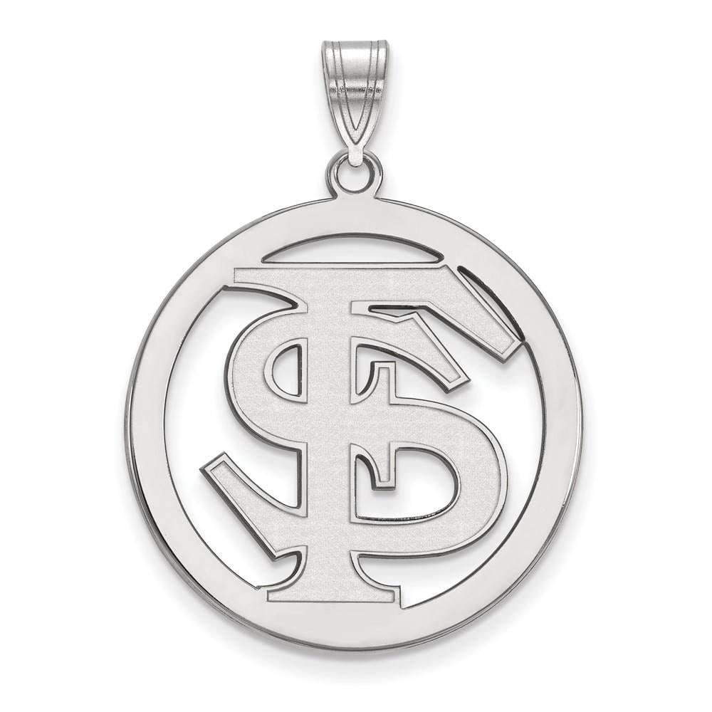 Sterling Silver Florida State XL Circle Pendant, Item P18291 by The Black Bow Jewelry Co.
