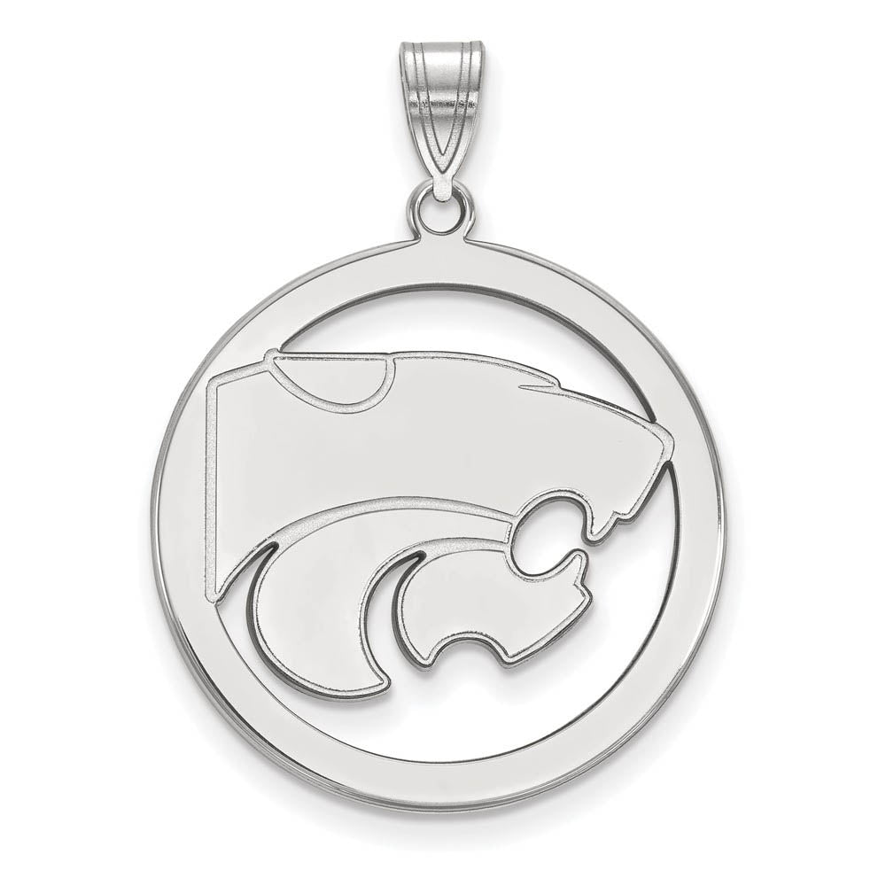 Sterling Silver Kansas State XL Circle Pendant, Item P18292 by The Black Bow Jewelry Co.