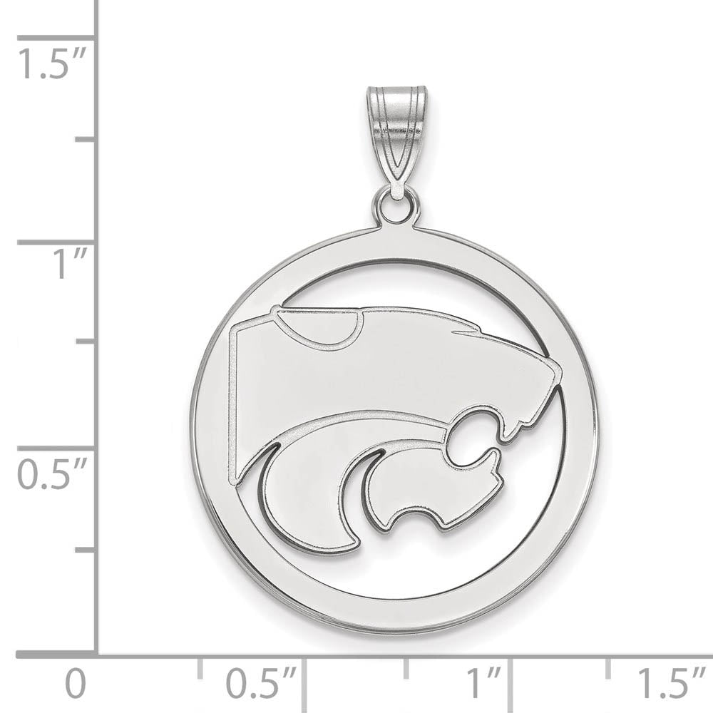 Alternate view of the Sterling Silver Kansas State XL Circle Pendant by The Black Bow Jewelry Co.