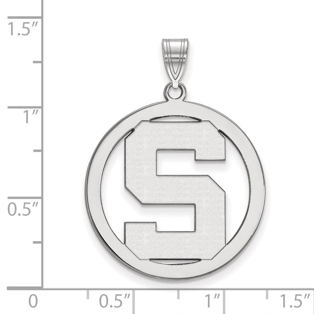 Alternate view of the Sterling Silver Michigan State XL Circle Pendant by The Black Bow Jewelry Co.