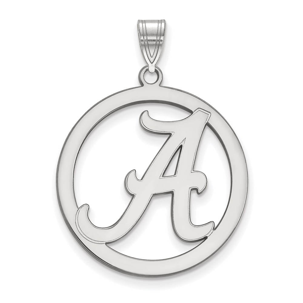 Sterling Silver U. of Alabama XL Initial A Circle Pendant, Item P18295 by The Black Bow Jewelry Co.
