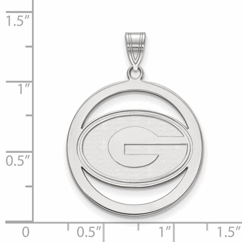Alternate view of the Sterling Silver U. of Georgia XL 'G' Circle Pendant by The Black Bow Jewelry Co.