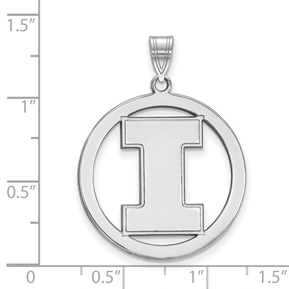 Alternate view of the Sterling Silver U. of Illinois XL Initial I Circle Pendant by The Black Bow Jewelry Co.