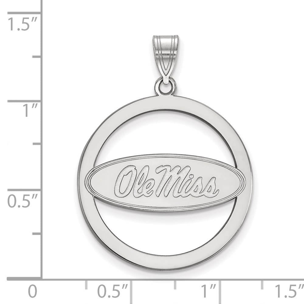 Alternate view of the Sterling Silver U. of Mississippi XL Circle Pendant by The Black Bow Jewelry Co.