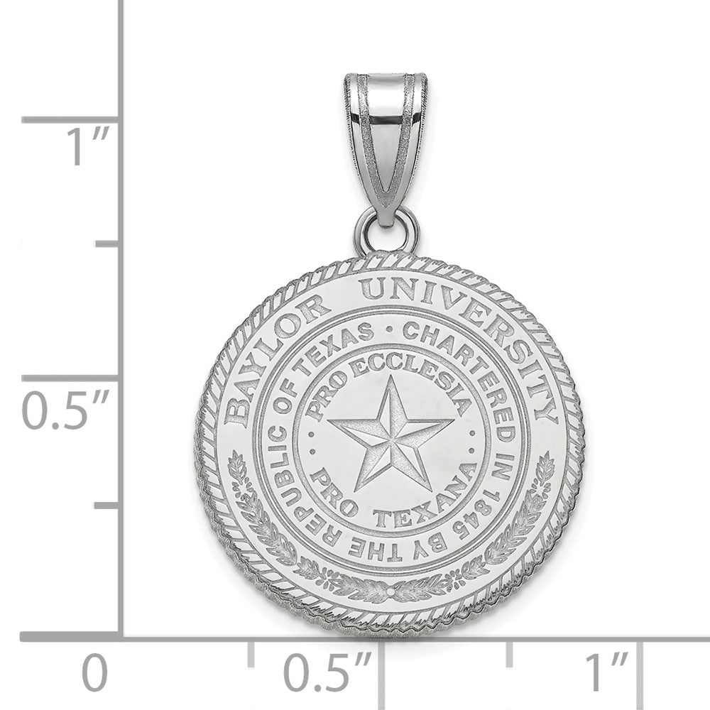 Alternate view of the Sterling Silver Baylor U Large Crest Disc Pendant by The Black Bow Jewelry Co.