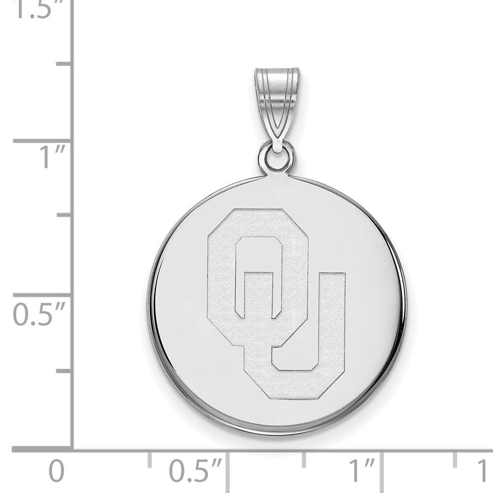 Alternate view of the Sterling Silver U. of Oklahoma Large 'OU' Disc Pendant by The Black Bow Jewelry Co.