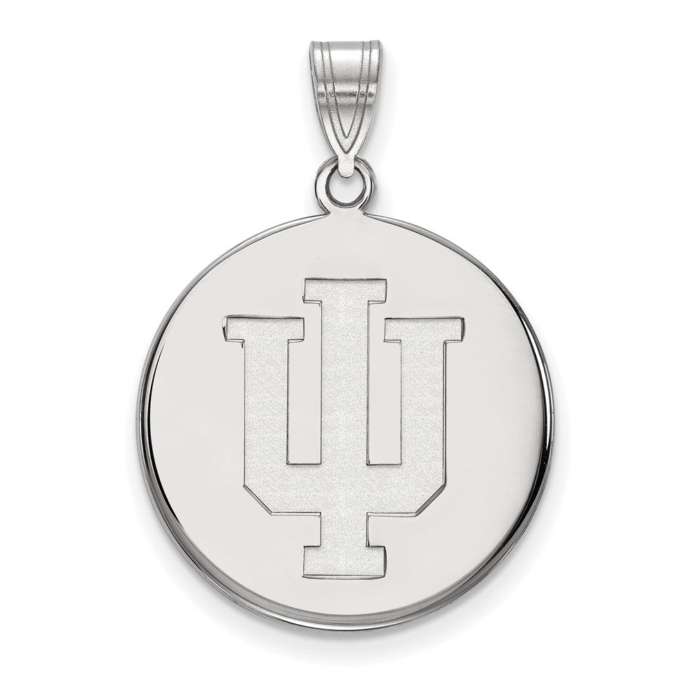 Sterling Silver Indiana U Large Disc Pendant, Item P18316 by The Black Bow Jewelry Co.