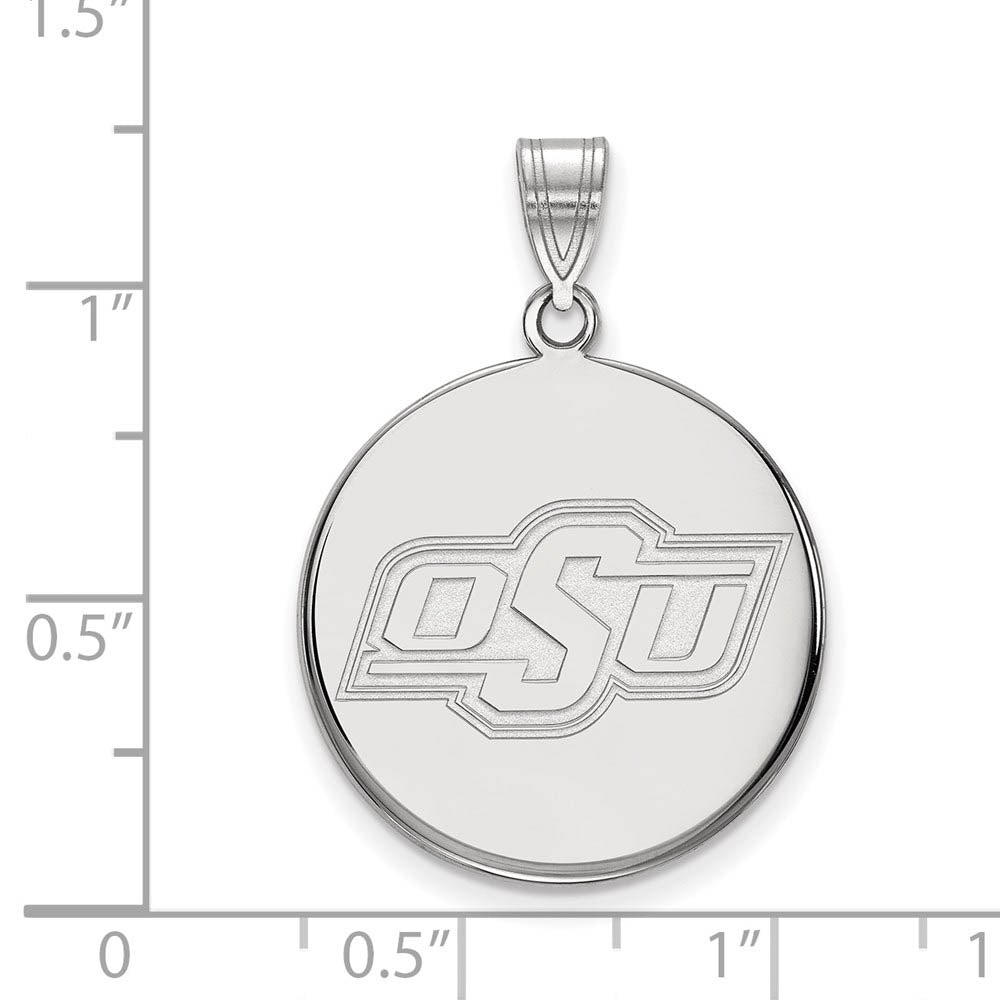 Alternate view of the Sterling Silver Oklahoma State Large Disc Pendant by The Black Bow Jewelry Co.