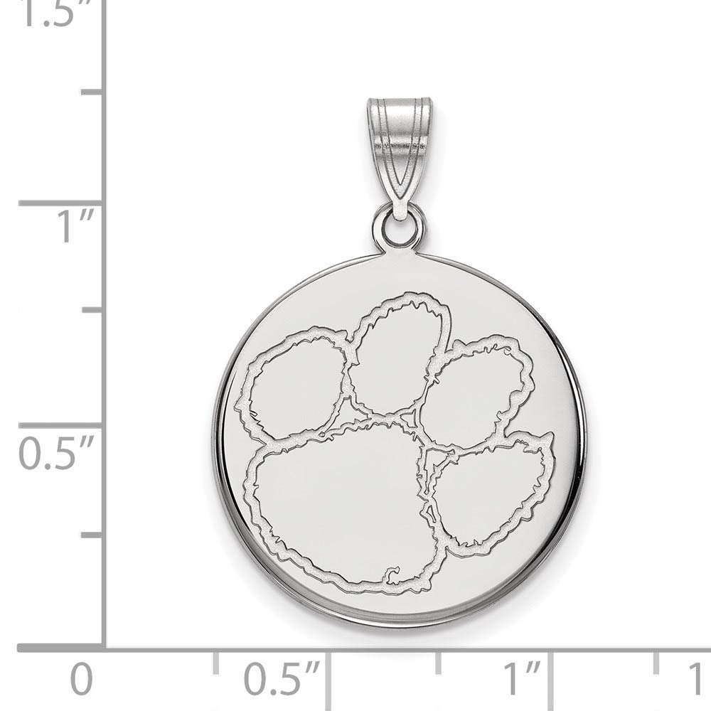 Alternate view of the Sterling Silver Clemson U Large Disc Pendant by The Black Bow Jewelry Co.