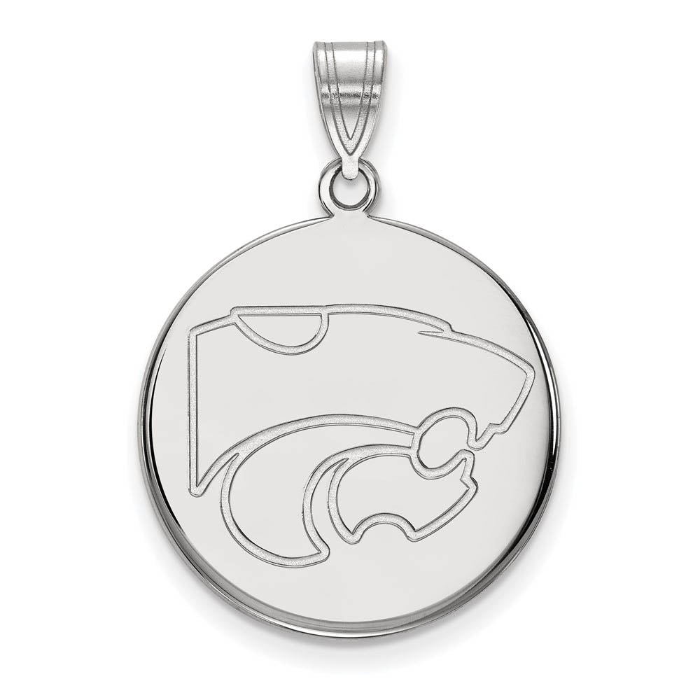Sterling Silver Kansas State Large Disc Pendant, Item P18329 by The Black Bow Jewelry Co.