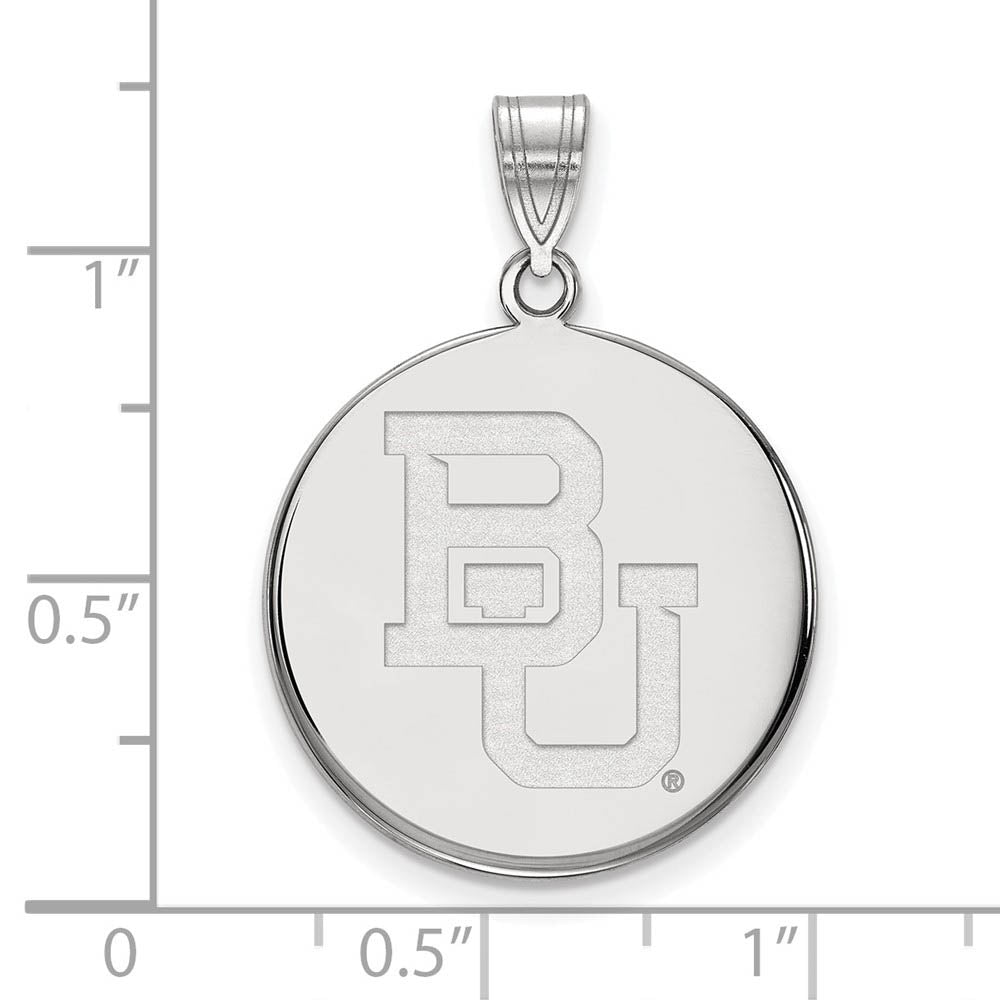 Alternate view of the Sterling Silver Baylor U Large Disc Pendant Necklace by The Black Bow Jewelry Co.