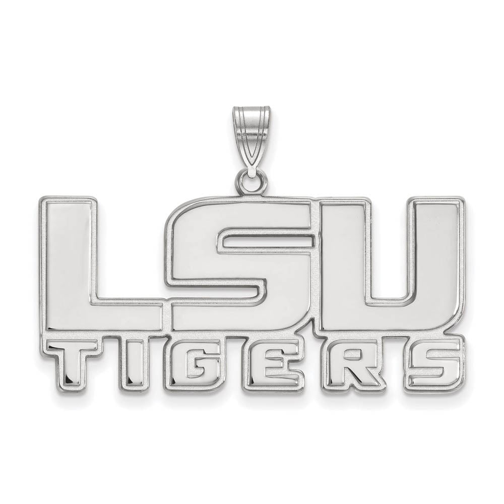 Sterling Silver Louisiana State Large 'LSU TIGERS' Pendant, Item P18350 by The Black Bow Jewelry Co.