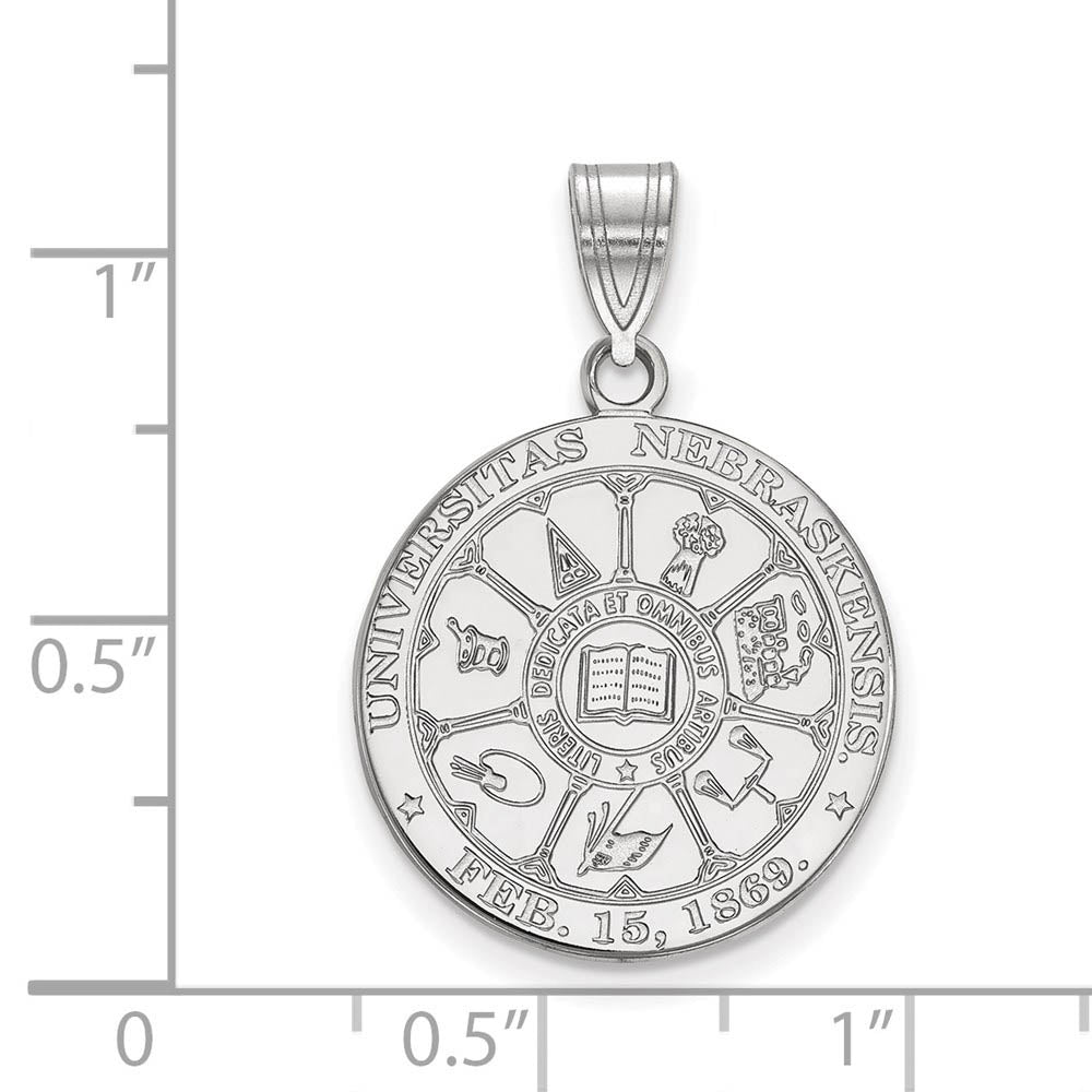 Alternate view of the Sterling Silver U. of Nebraska Large Crest Pendant by The Black Bow Jewelry Co.
