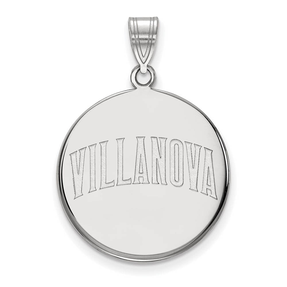 Sterling Silver Villanova U. Large Script Disc Pendant, Item P18354 by The Black Bow Jewelry Co.