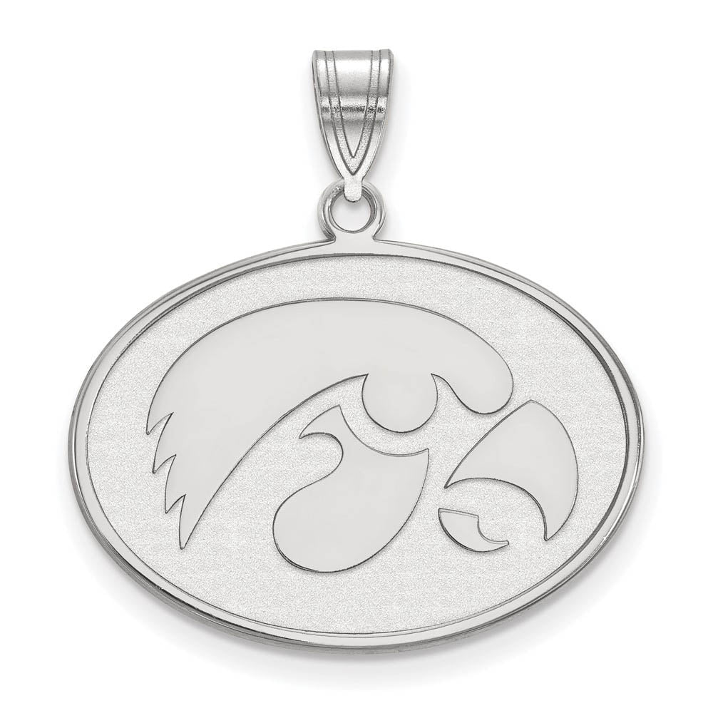 Sterling Silver U. of Iowa Large Oval Mascot Pendant, Item P18367 by The Black Bow Jewelry Co.