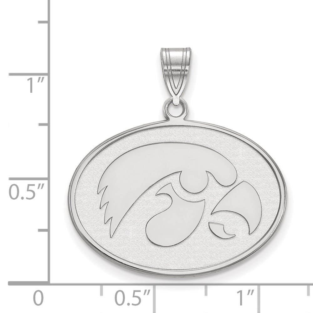 Alternate view of the Sterling Silver U. of Iowa Large Oval Mascot Pendant by The Black Bow Jewelry Co.