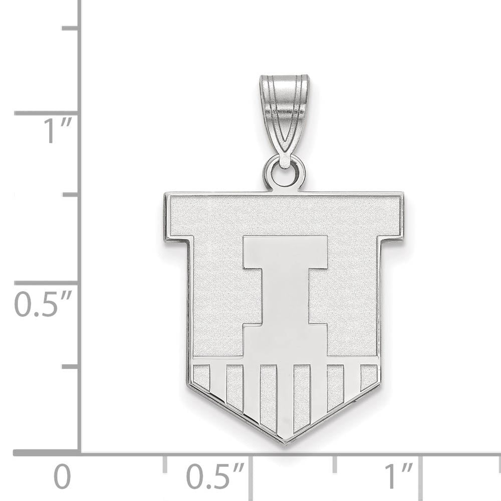 Alternate view of the Sterling Silver U. of Illinois Large Shield Logo Pendant by The Black Bow Jewelry Co.
