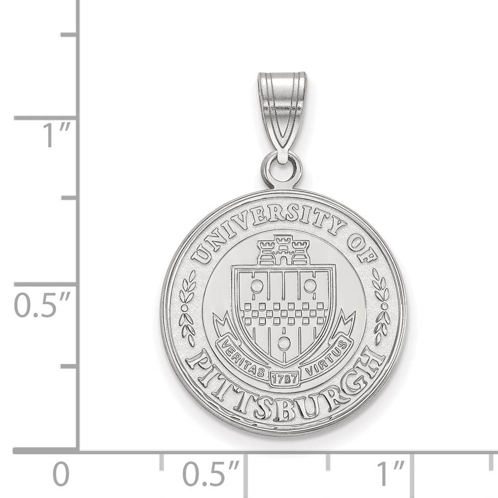 Alternate view of the Sterling Silver U. of Pittsburgh Large Crest Disc Necklace by The Black Bow Jewelry Co.