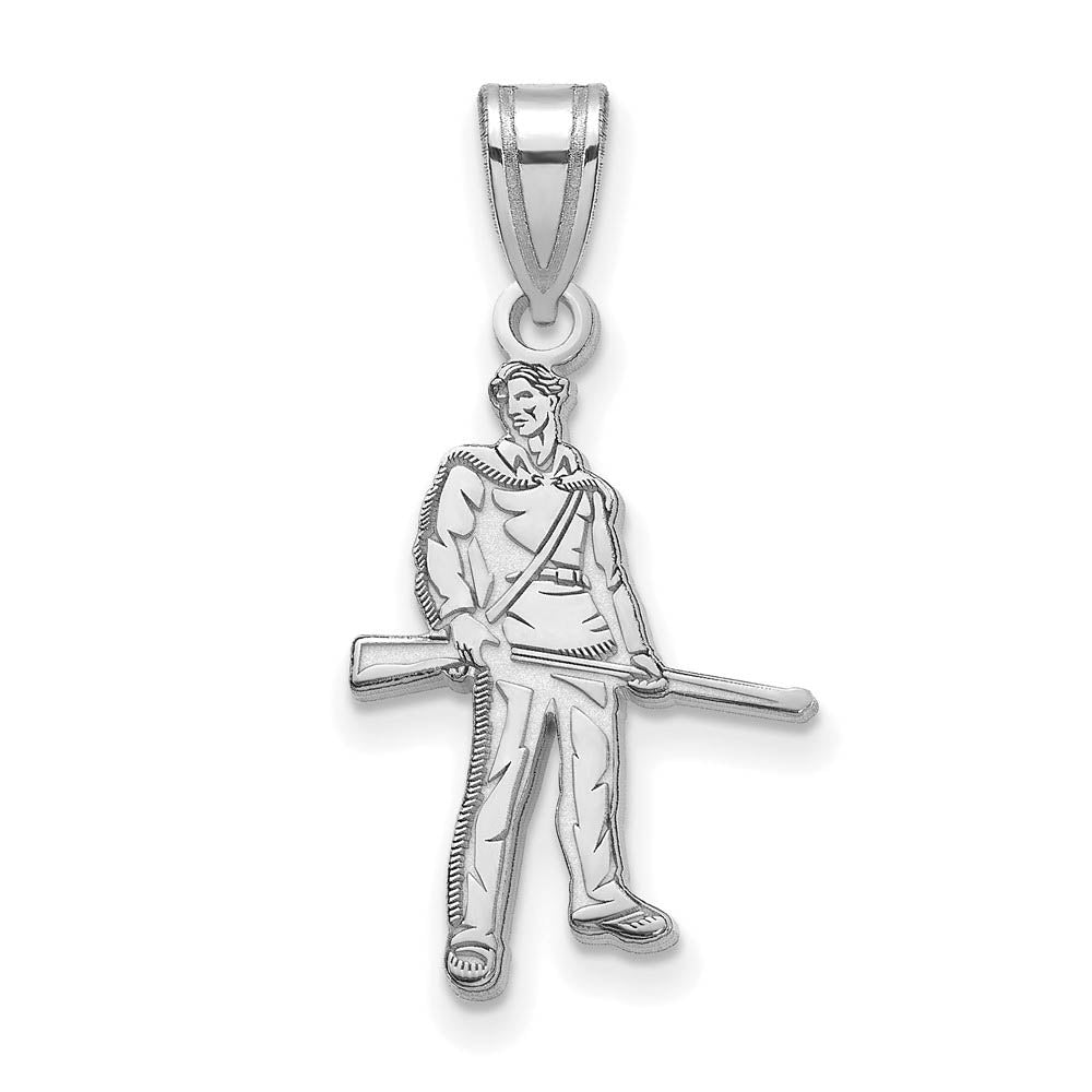 Sterling Silver West Virginia U. Large Mascot Pendant, Item P18378 by The Black Bow Jewelry Co.