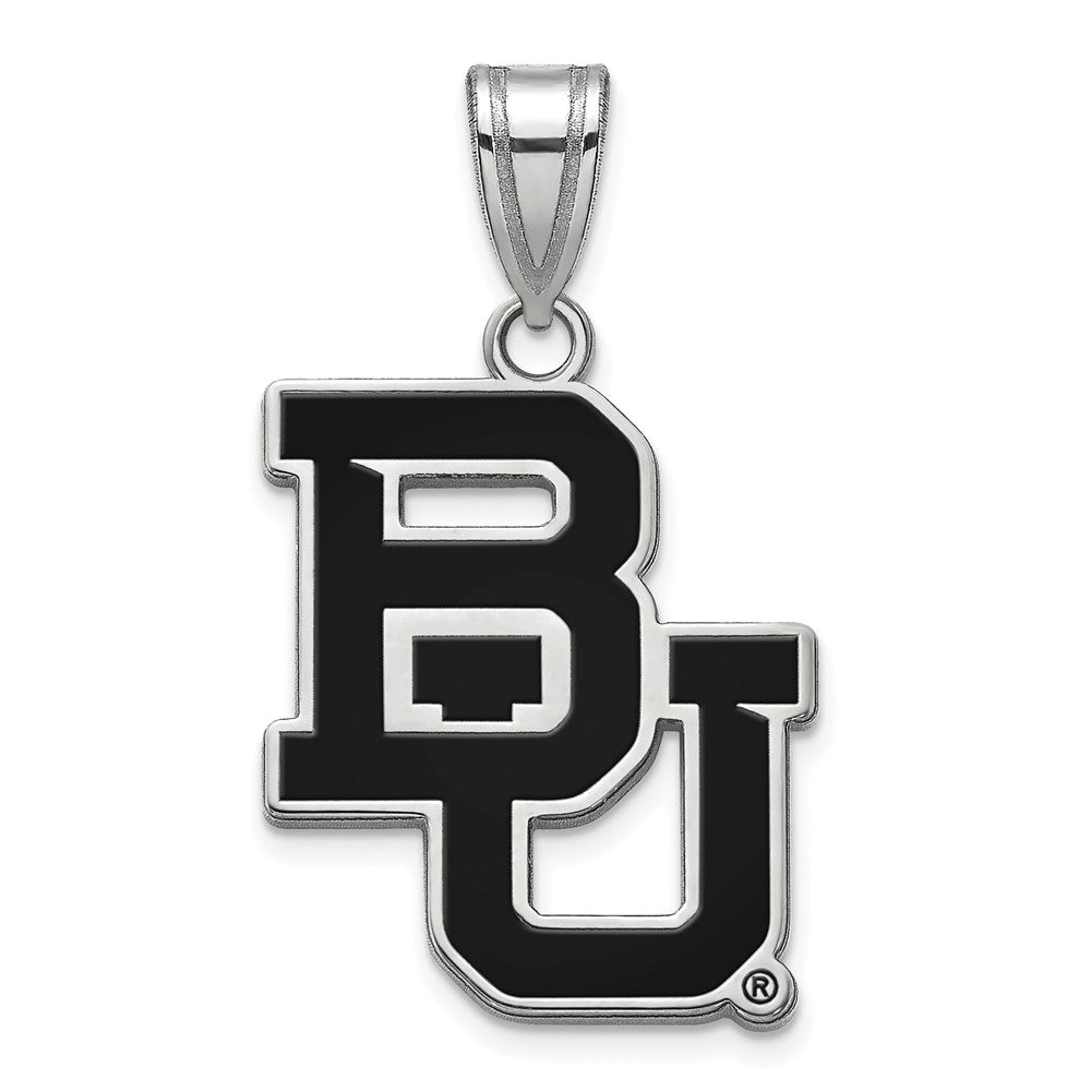 Sterling Silver Baylor U Large 'BU' Enamel Pendant, Item P18381 by The Black Bow Jewelry Co.