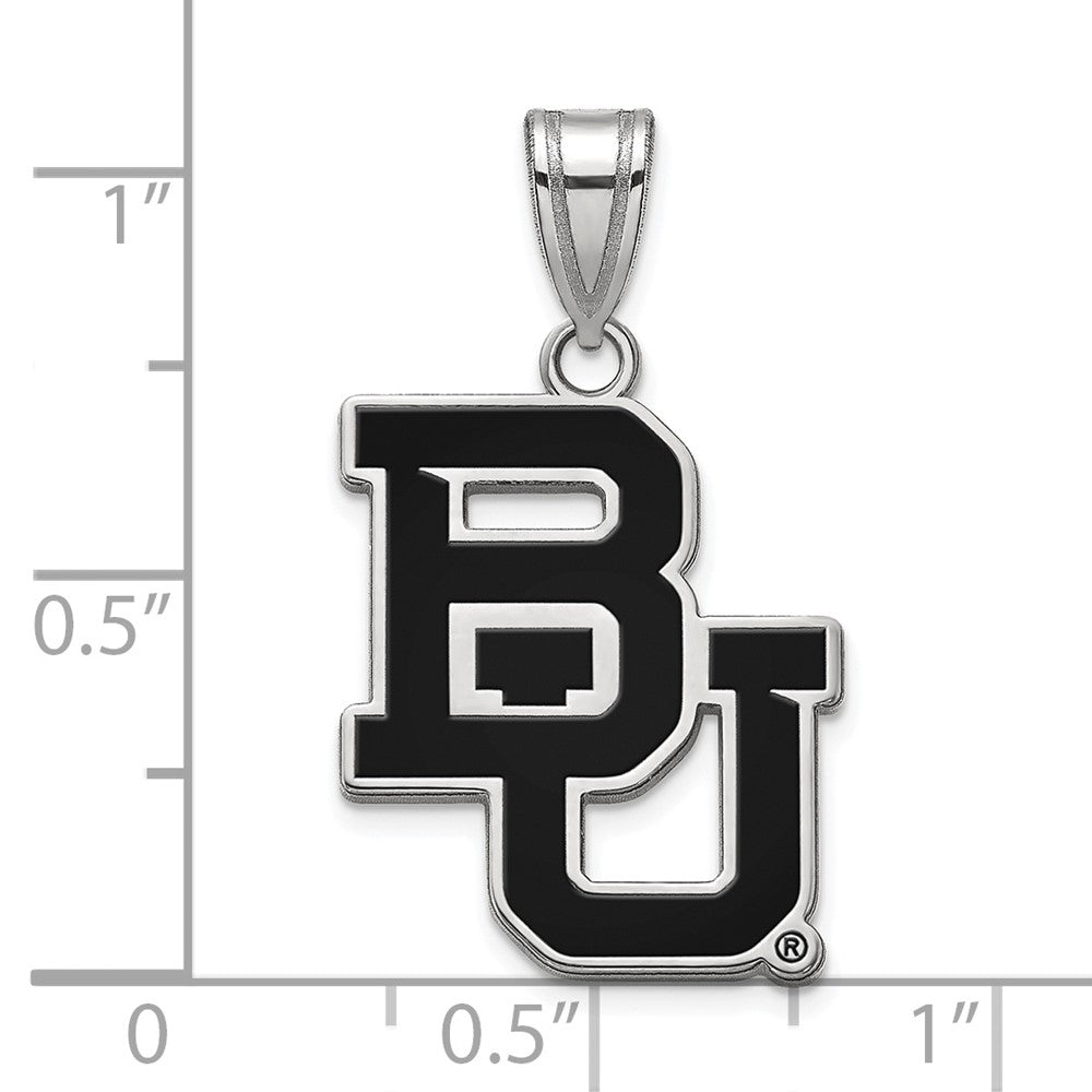 Alternate view of the Sterling Silver Baylor U Large 'BU' Enamel Pendant by The Black Bow Jewelry Co.