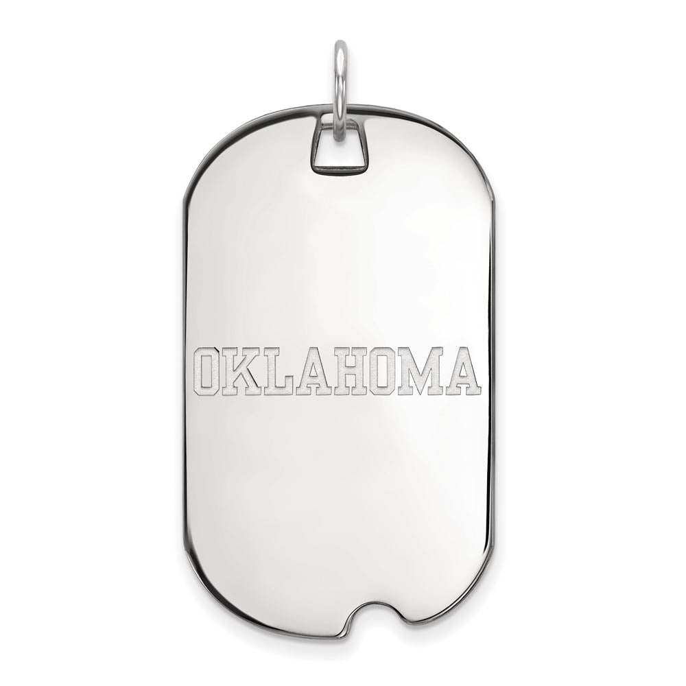 Sterling Silver U. of Oklahoma Large Dog Tag Pendant, Item P18385 by The Black Bow Jewelry Co.
