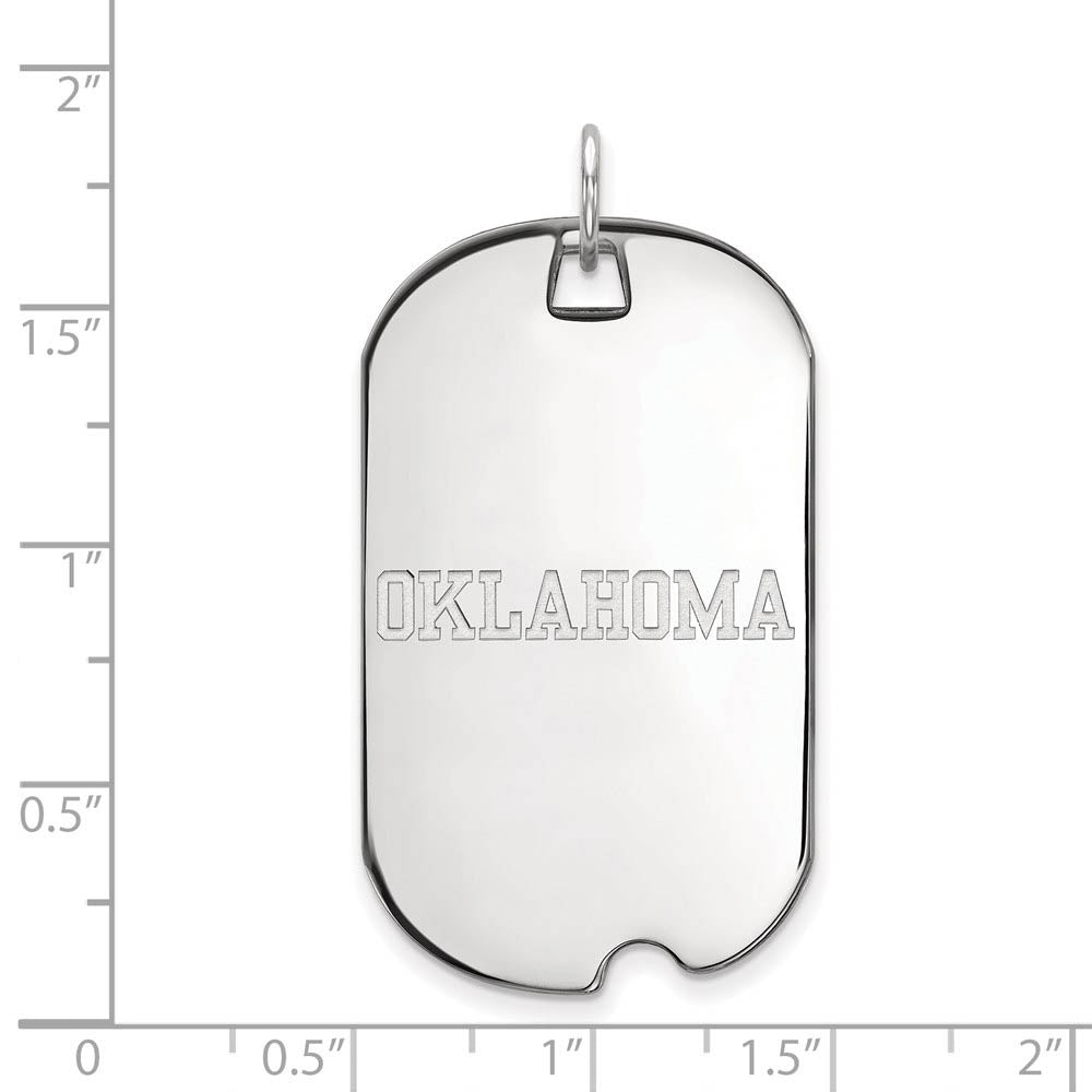 Alternate view of the Sterling Silver U. of Oklahoma Large Dog Tag Pendant by The Black Bow Jewelry Co.