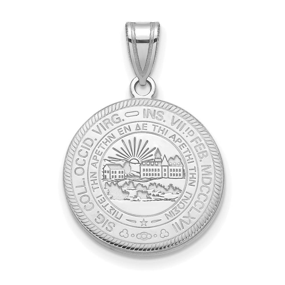 Sterling Silver West Virginia U. Large Crest Disc Pendant, Item P18386 by The Black Bow Jewelry Co.