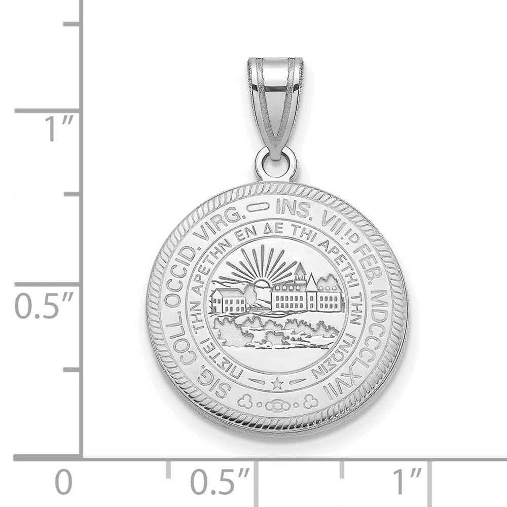 Alternate view of the Sterling Silver West Virginia U. Large Crest Disc Pendant by The Black Bow Jewelry Co.