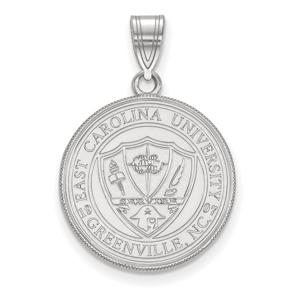 Sterling Silver East Carolina U Large Crest Pendant, Item P18389 by The Black Bow Jewelry Co.