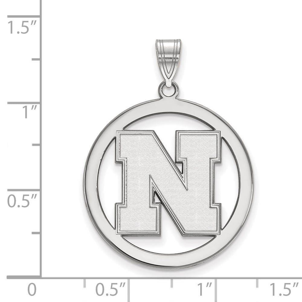 Alternate view of the Sterling Silver U. of Nebraska XL Initial N Circle Pendant by The Black Bow Jewelry Co.
