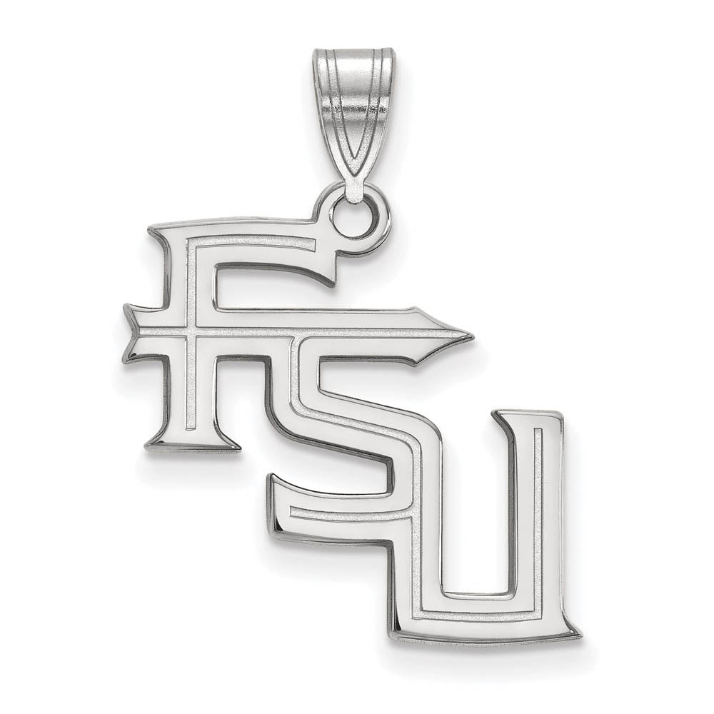 Sterling Silver Florida State Large 'FSU' Pendant, Item P18400 by The Black Bow Jewelry Co.