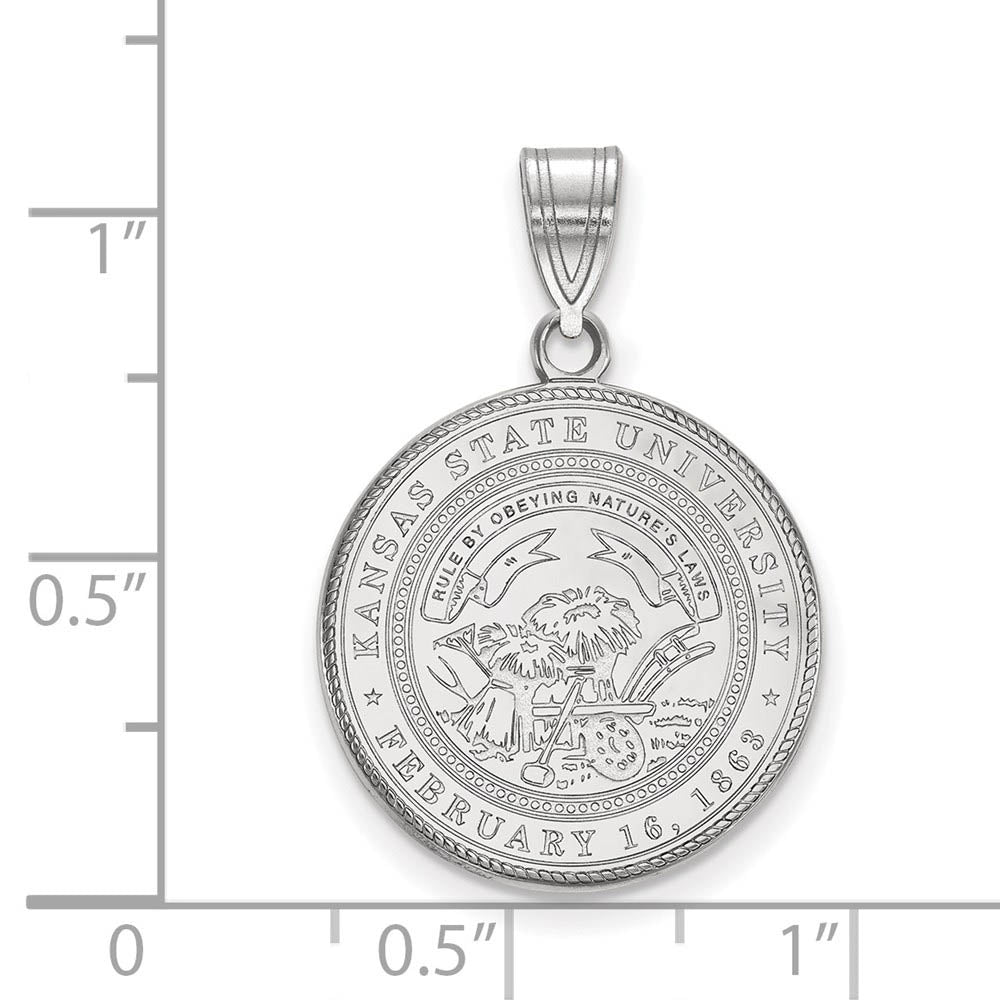Alternate view of the Sterling Silver Kansas State Large Crest Pendant by The Black Bow Jewelry Co.