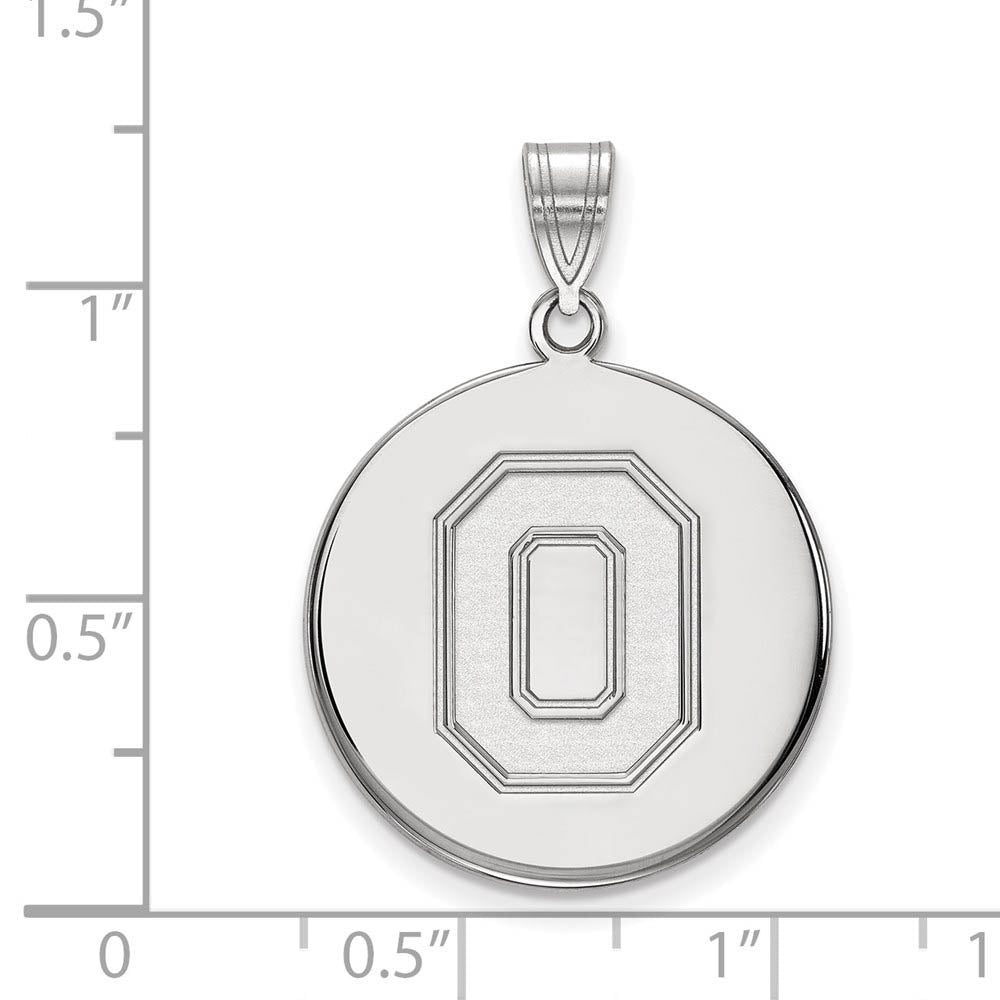 Alternate view of the Sterling Silver Ohio State Large Disc Pendant by The Black Bow Jewelry Co.