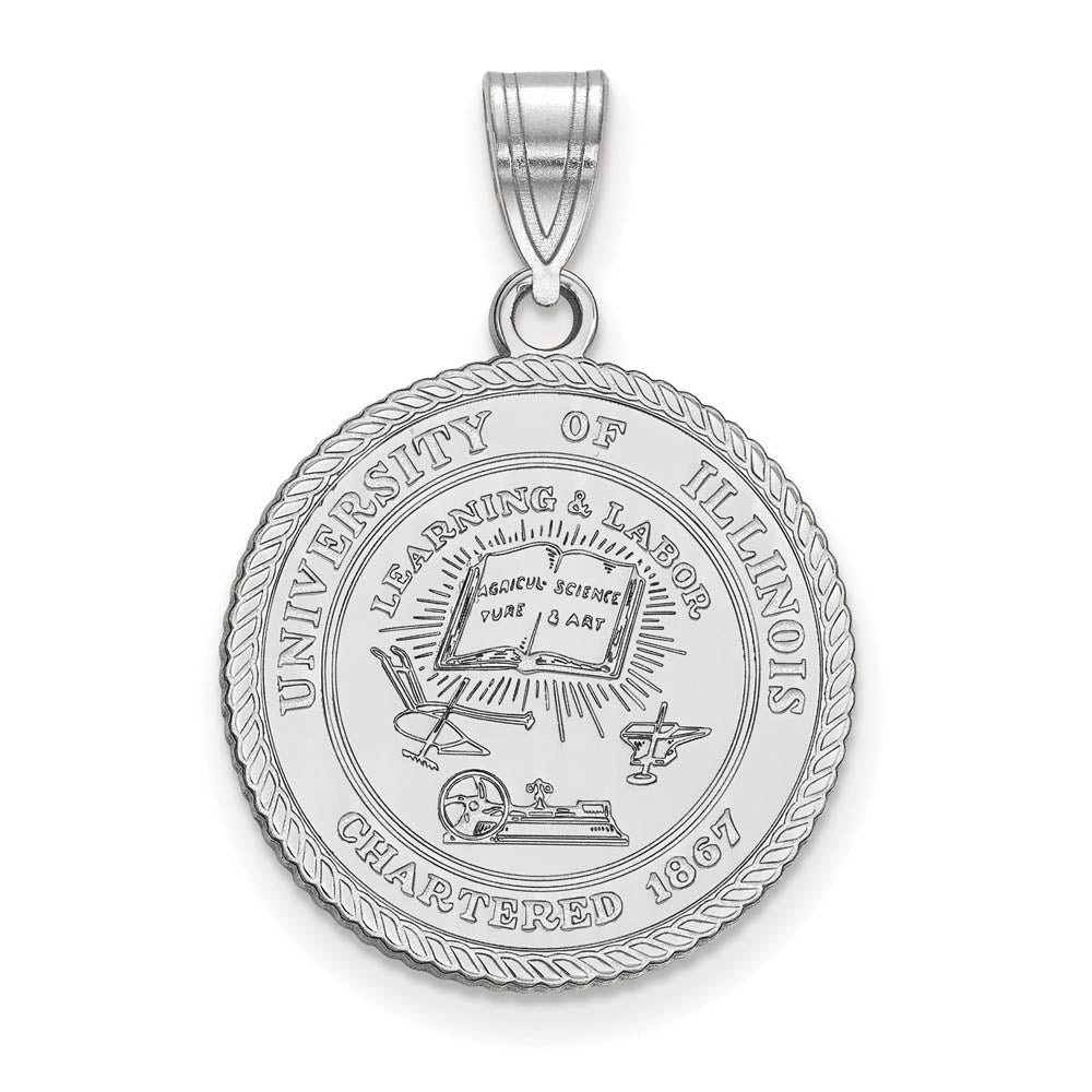Sterling Silver U. of Illinois Large Crest Pendant, Item P18426 by The Black Bow Jewelry Co.