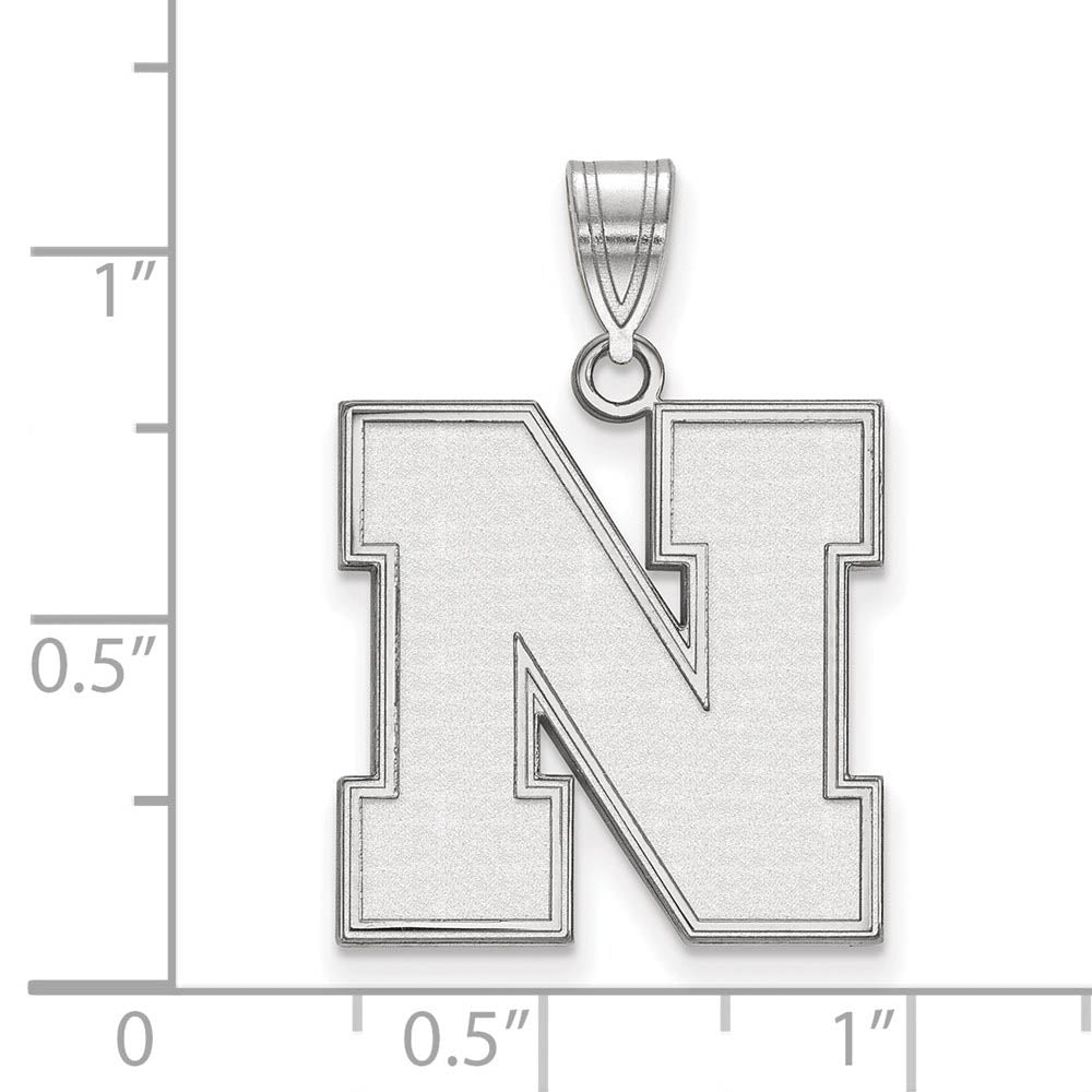 Alternate view of the Sterling Silver U of Nebraska Large Initial N Pendant by The Black Bow Jewelry Co.