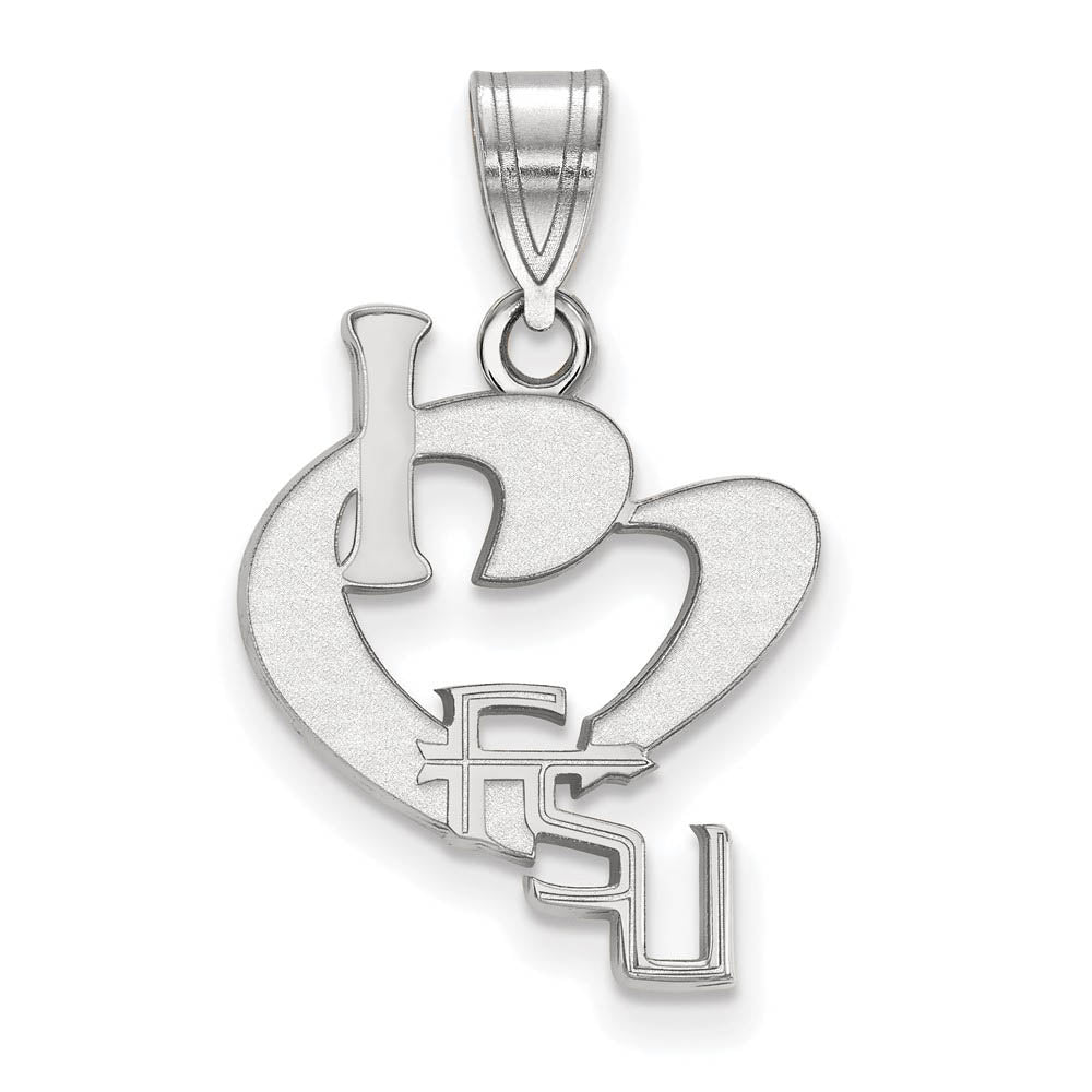 Sterling Silver Florida State Large I Love Logo Pendant, Item P18441 by The Black Bow Jewelry Co.