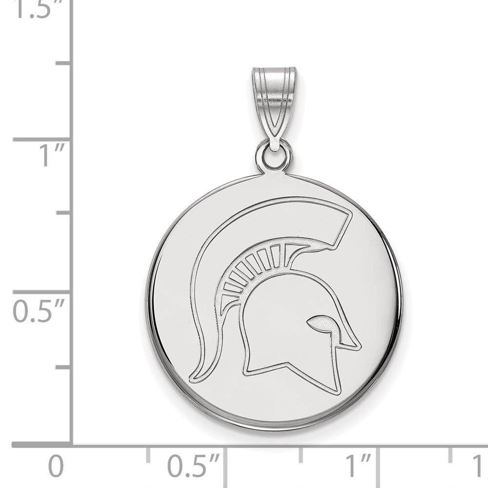 Alternate view of the Sterling Silver Michigan State Large Logo Disc Pendant by The Black Bow Jewelry Co.
