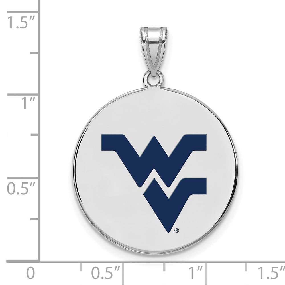 Alternate view of the Sterling Silver West Virginia U. Large Enamel Logo Disc Pendant by The Black Bow Jewelry Co.