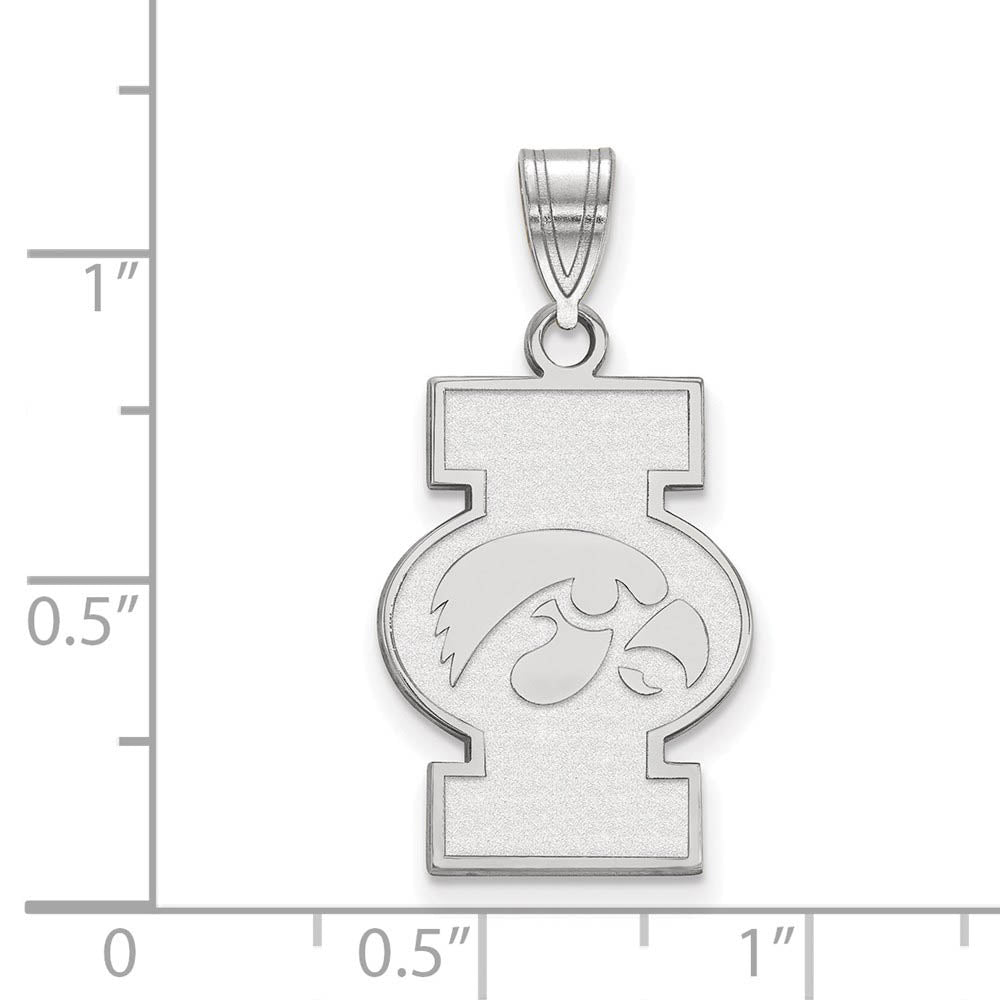 Alternate view of the Sterling Silver U. of Iowa Large Logo Pendant by The Black Bow Jewelry Co.