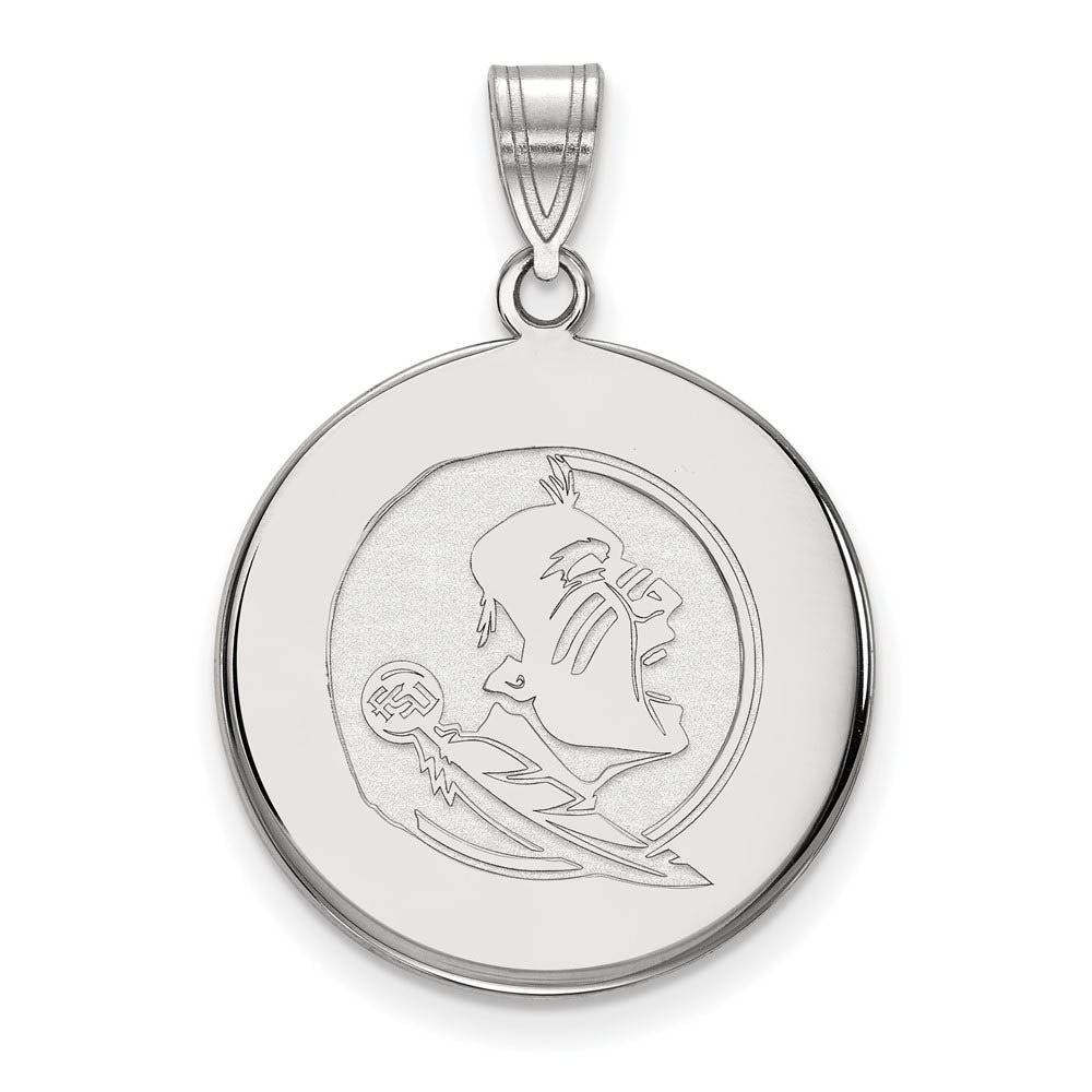 Sterling Silver Florida State Large Disc Pendant, Item P18477 by The Black Bow Jewelry Co.