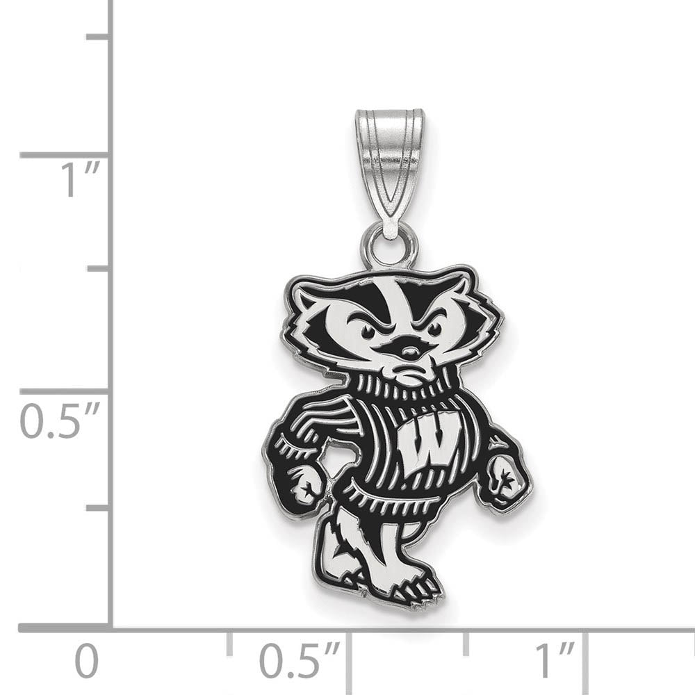 Alternate view of the Sterling Silver U. of Wisconsin Large Badgers Enamel Pendant by The Black Bow Jewelry Co.