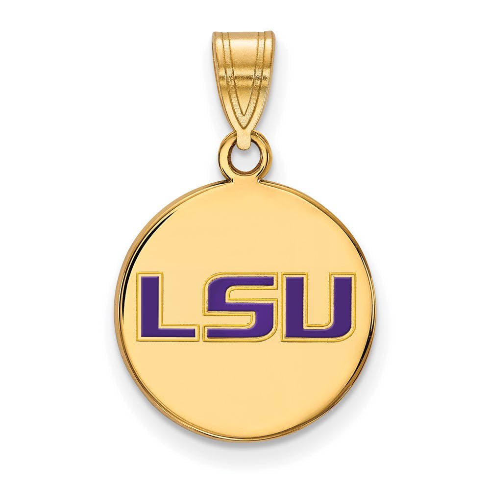 14k Gold Plated Silver Louisiana State Medium Enamel Disc Pendant, Item P18489 by The Black Bow Jewelry Co.