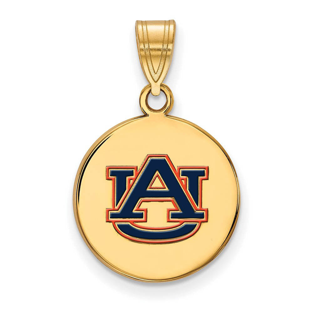 14k Gold Plated Silver Auburn U Medium Enamel Disc Pendant, Item P18497 by The Black Bow Jewelry Co.